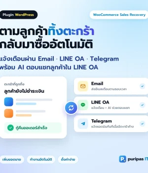 Plugin WordPress ระบบตามลูกค้าทิ้งตะกร้ากลับมาซื้ออัตโนมัติ WooCommerce Sales Recovery